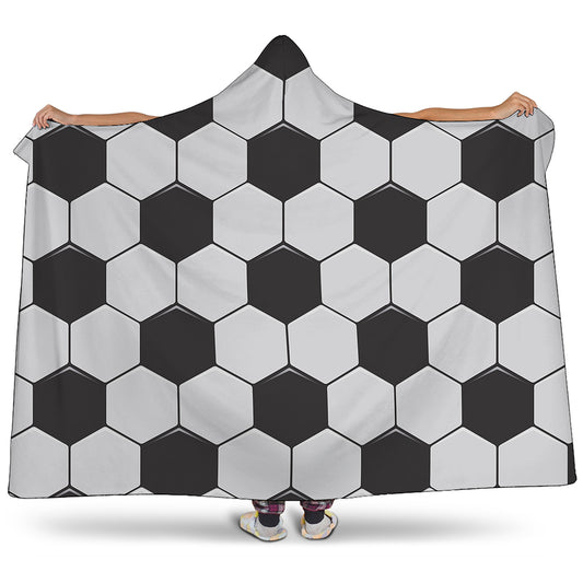 Soccer Ball Print Hooded Blanket