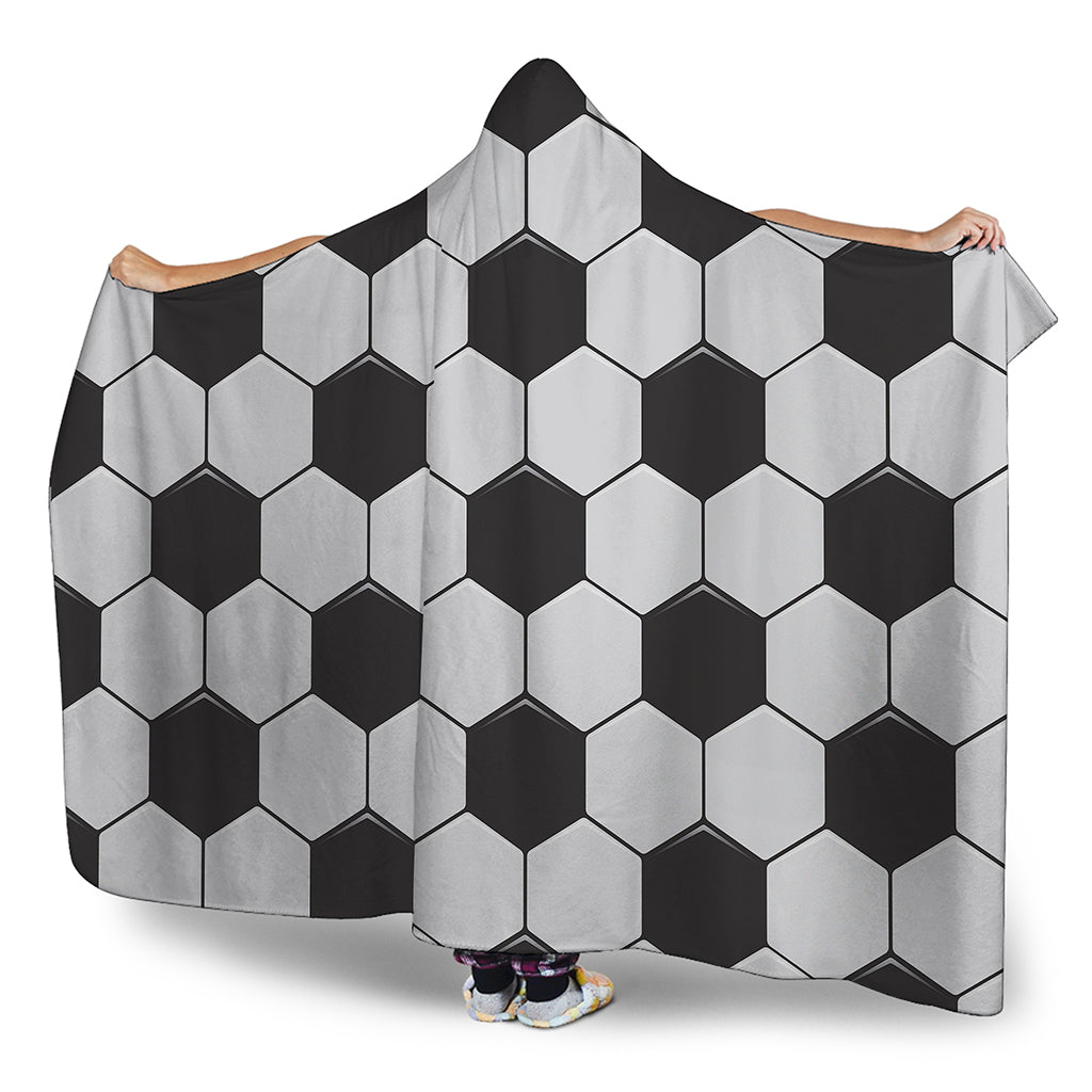 Soccer Ball Print Hooded Blanket