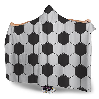 Soccer Ball Print Hooded Blanket