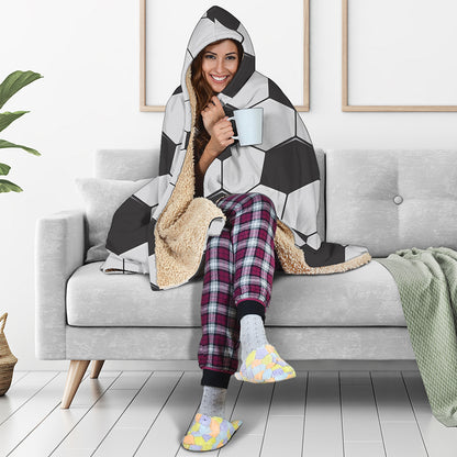 Soccer Ball Print Hooded Blanket