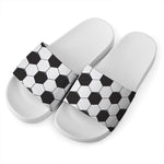 Soccer Ball Print White Slide Sandals