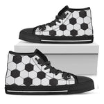 Soccer Ball Texture Print Black High Top Shoes