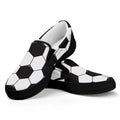 Soccer Ball Print Black Slip On Sneakers