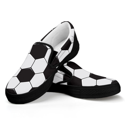 Soccer Ball Texture Print Black Slip On Shoes