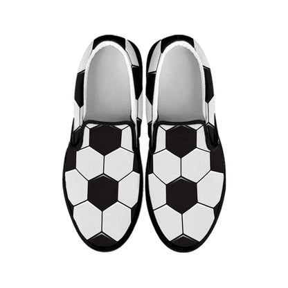 Soccer Ball Texture Print Black Slip On Shoes