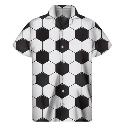 Soccer Ball Texture Print Men's Short Sleeve Shirt