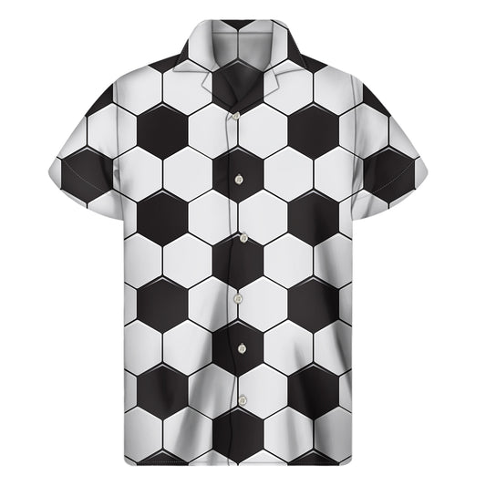 Soccer Ball Texture Print Men's Short Sleeve Shirt