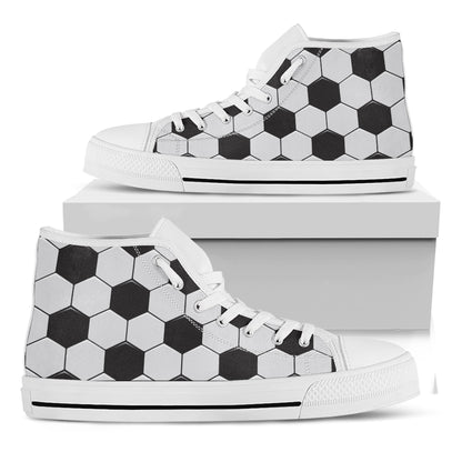 Soccer Ball Texture Print White High Top Shoes