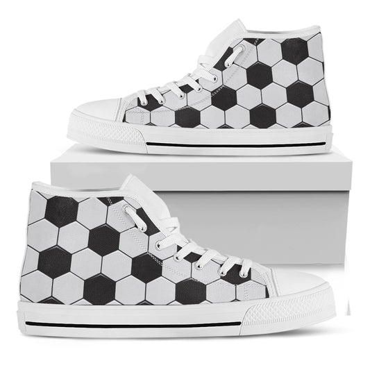 Soccer Ball Texture Print White High Top Shoes
