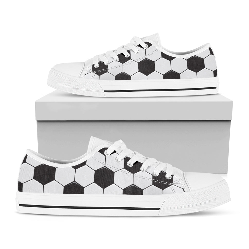 Soccer Ball Texture Print White Low Top Shoes