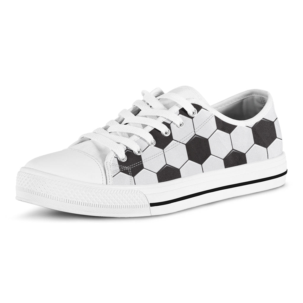 Soccer Ball Texture Print White Low Top Shoes
