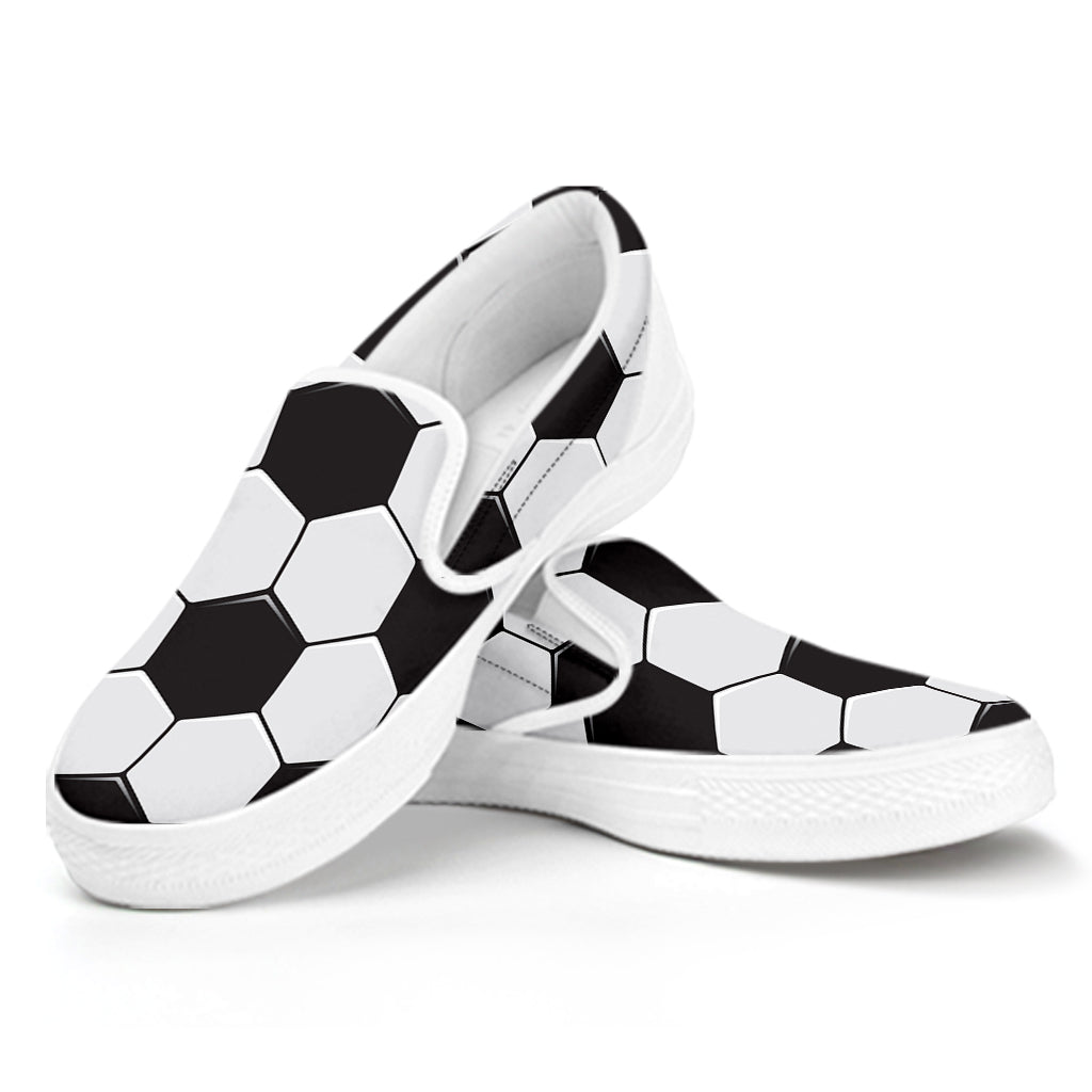 Soccer Ball Texture Print White Slip On Shoes