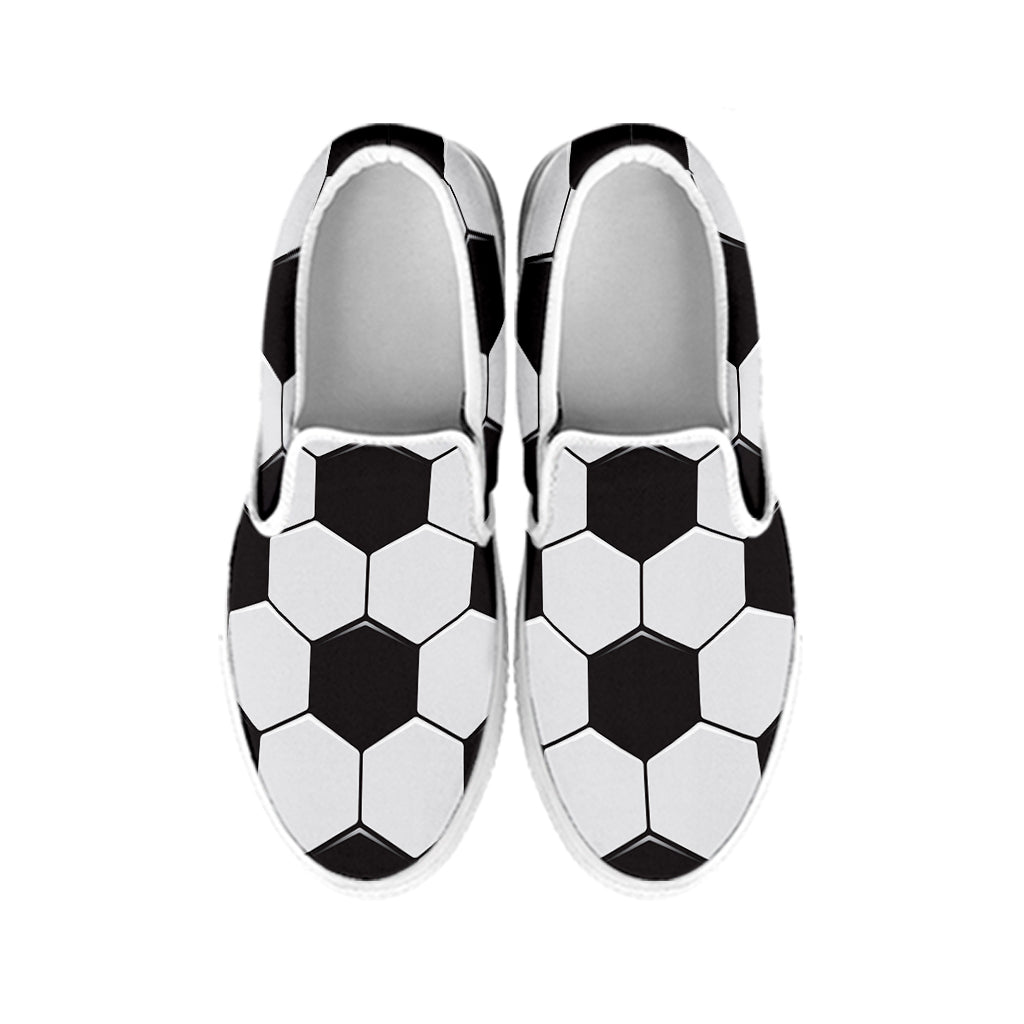 Soccer Ball Texture Print White Slip On Shoes