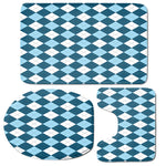 Soft Blue Argyle Pattern Print 3 Piece Bath Mat Set