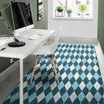 Soft Blue Argyle Pattern Print Area Rug