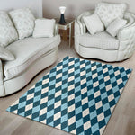 Soft Blue Argyle Pattern Print Area Rug