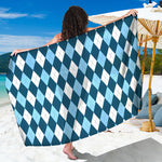 Soft Blue Argyle Pattern Print Beach Sarong Wrap