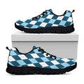 Soft Blue Argyle Pattern Print Black Running Shoes