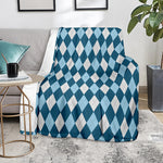 Soft Blue Argyle Pattern Print Blanket