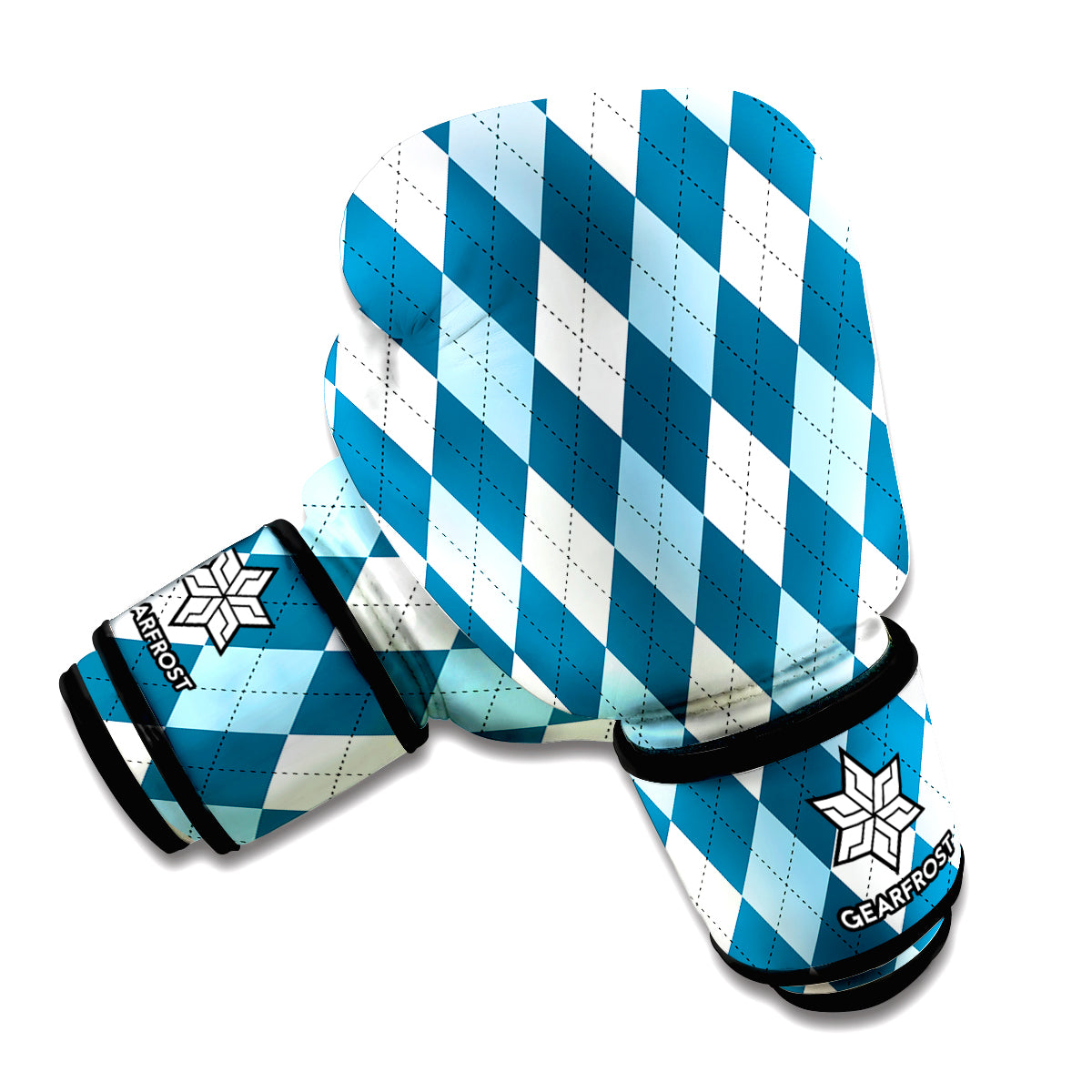 Soft Blue Argyle Pattern Print Boxing Gloves