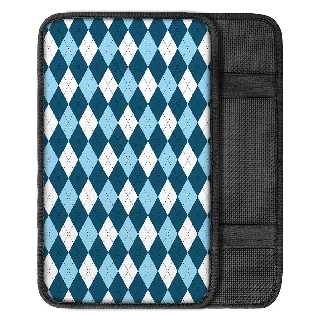 Soft Blue Argyle Pattern Print Car Center Console Cover