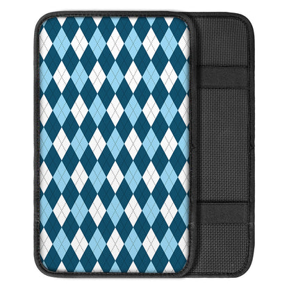 Soft Blue Argyle Pattern Print Car Center Console Cover