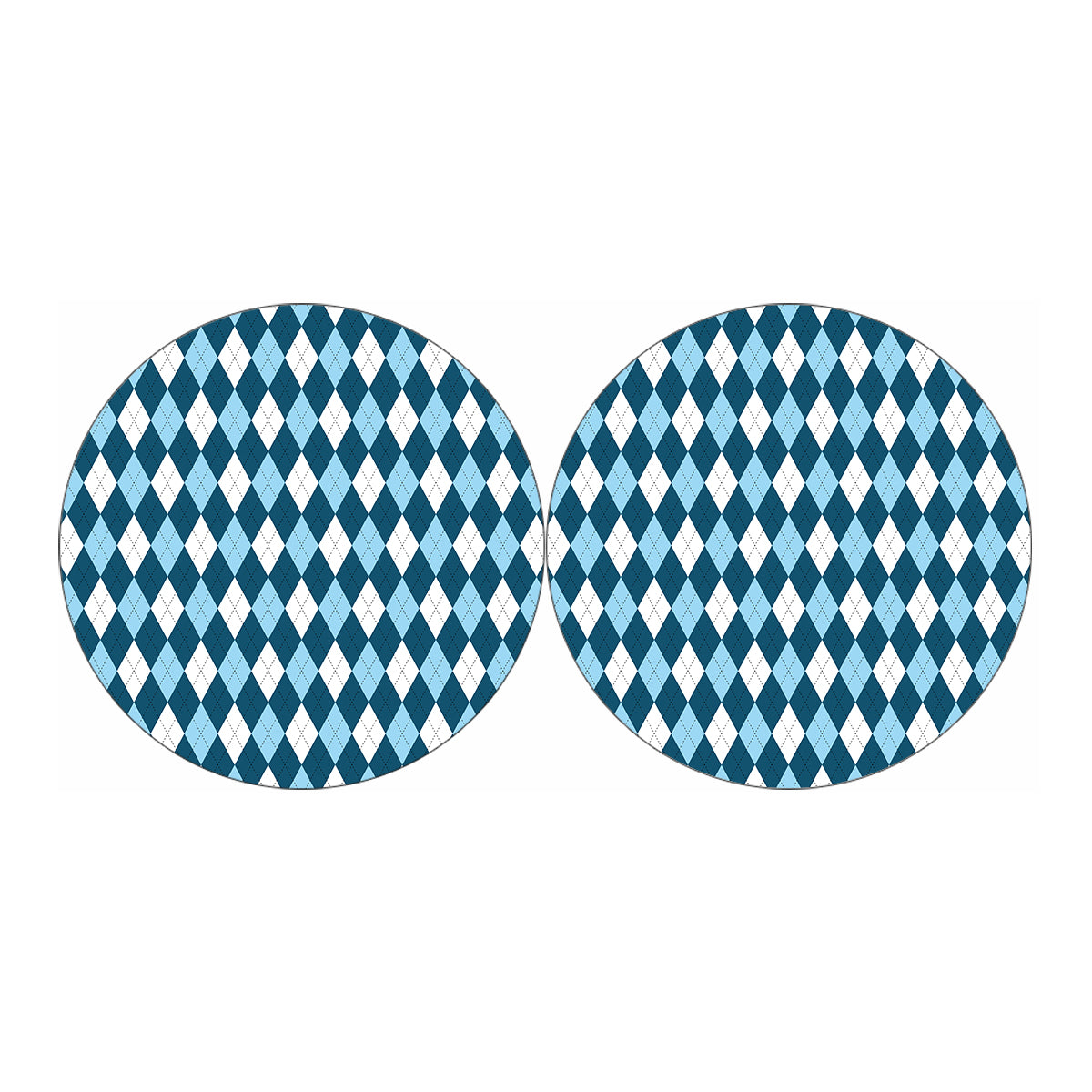 Soft Blue Argyle Pattern Print Car Coasters