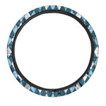 Soft Blue Argyle Pattern Print Car Steering Wheel Cover