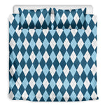 Soft Blue Argyle Pattern Print Duvet Cover Bedding Set