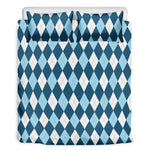 Soft Blue Argyle Pattern Print Duvet Cover Bedding Set