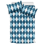 Soft Blue Argyle Pattern Print Duvet Cover Bedding Set