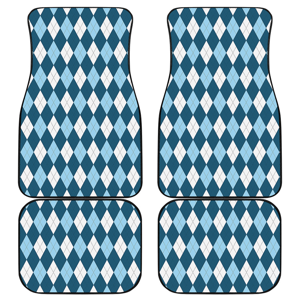 Soft Blue Argyle Pattern Print Front and Back Car Floor Mats