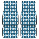 Soft Blue Argyle Pattern Print Front and Back Car Floor Mats