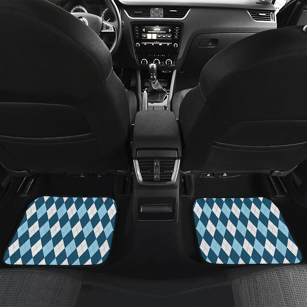 Soft Blue Argyle Pattern Print Front and Back Car Floor Mats