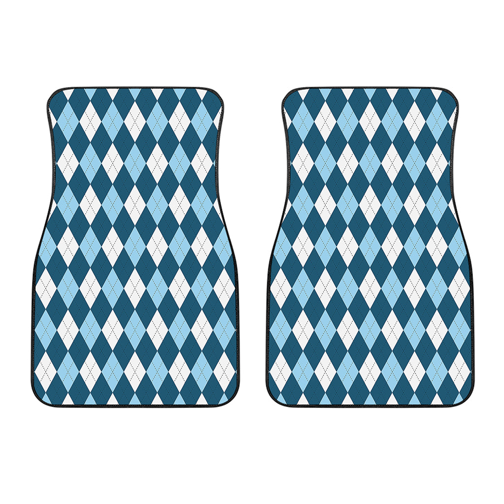 Soft Blue Argyle Pattern Print Front Car Floor Mats