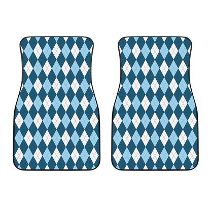 Soft Blue Argyle Pattern Print Front Car Floor Mats