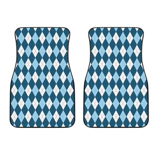 Soft Blue Argyle Pattern Print Front Car Floor Mats