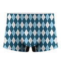 Soft Blue Argyle Pattern Print Men's Boxer Briefs