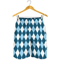 Soft Blue Argyle Pattern Print Men's Shorts
