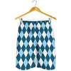 Soft Blue Argyle Pattern Print Men's Shorts