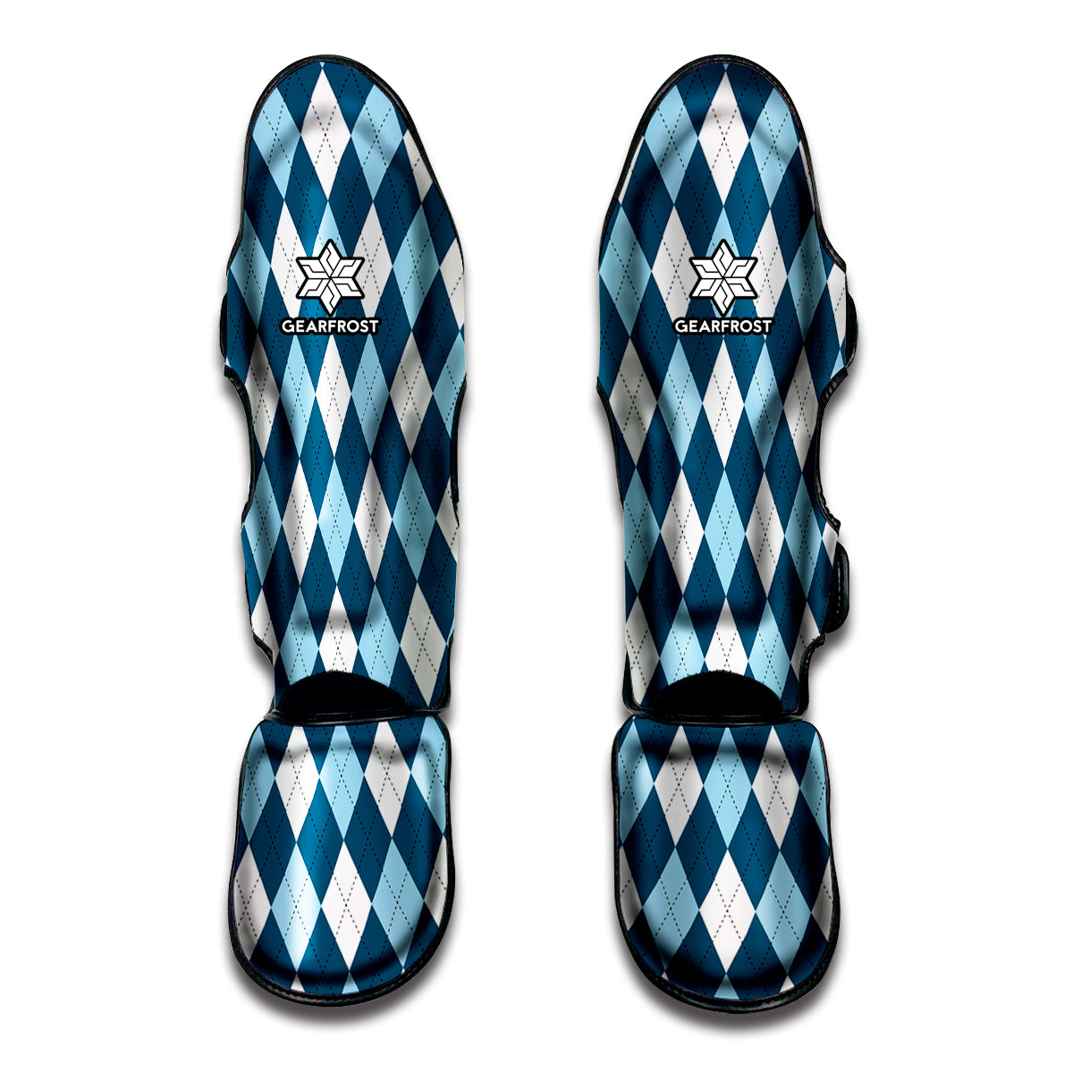 Soft Blue Argyle Pattern Print Muay Thai Shin Guard