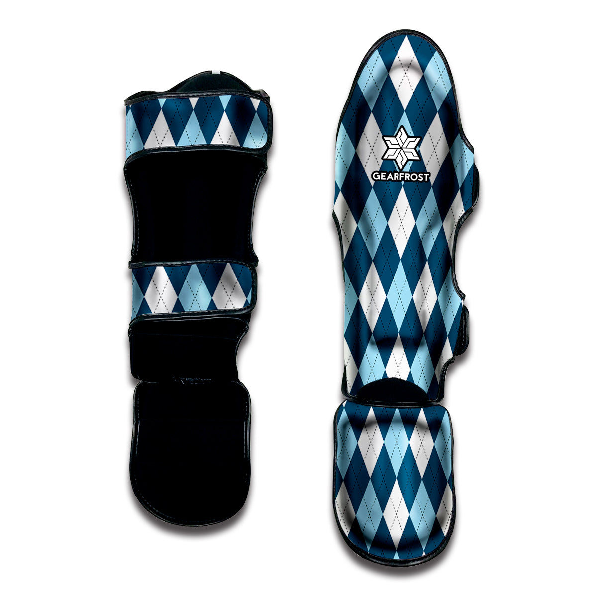 Soft Blue Argyle Pattern Print Muay Thai Shin Guard