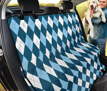 Soft Blue Argyle Pattern Print Pet Car Back Seat Cover