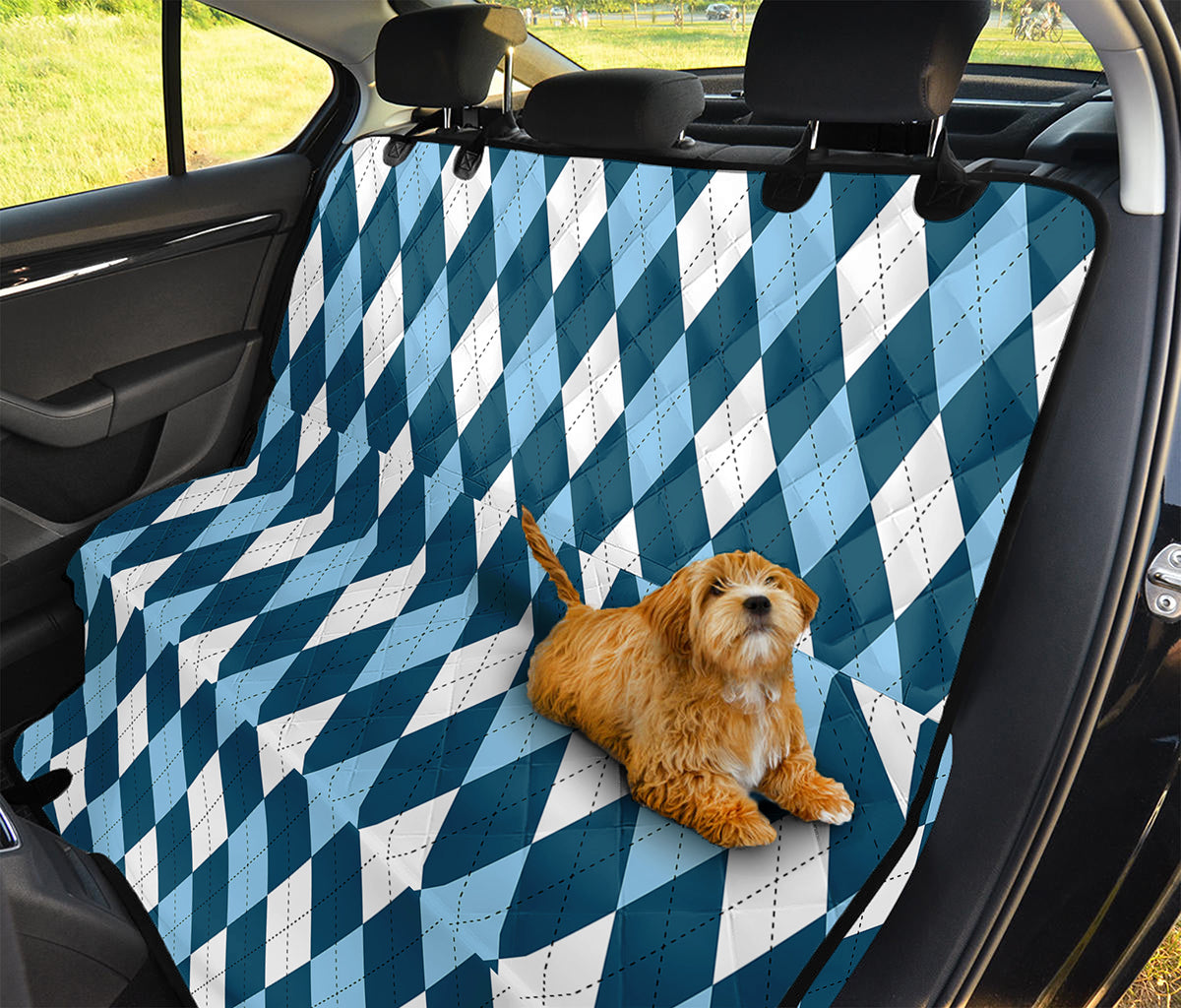 Soft Blue Argyle Pattern Print Pet Car Back Seat Cover