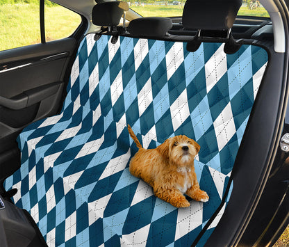 Soft Blue Argyle Pattern Print Pet Car Back Seat Cover