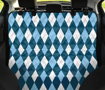 Soft Blue Argyle Pattern Print Pet Car Back Seat Cover