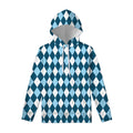 Soft Blue Argyle Pattern Print Pullover Hoodie