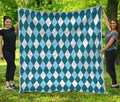 Soft Blue Argyle Pattern Print Quilt