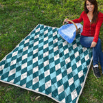 Soft Blue Argyle Pattern Print Quilt