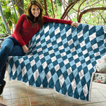 Soft Blue Argyle Pattern Print Quilt